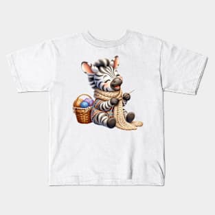 Zebra Knitting A Sweater Kids T-Shirt